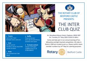 Rotary Club of Bedford Castle will again be holding its annual Inter Club Quiz, 
